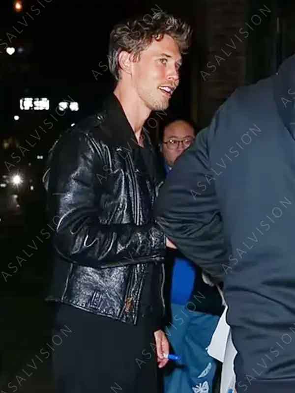 Masters of the Air 2024 Austin Butler Black Biker Leather Jacket