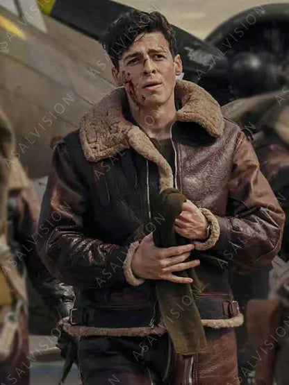 Masters of the Air 2024 Harry Crosby Shearling Jacket