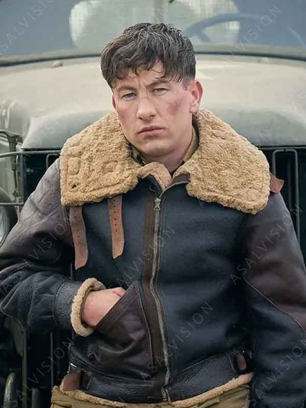 Masters of the Air 2024 Lt. Curtis Biddick Black Shearling Jacket