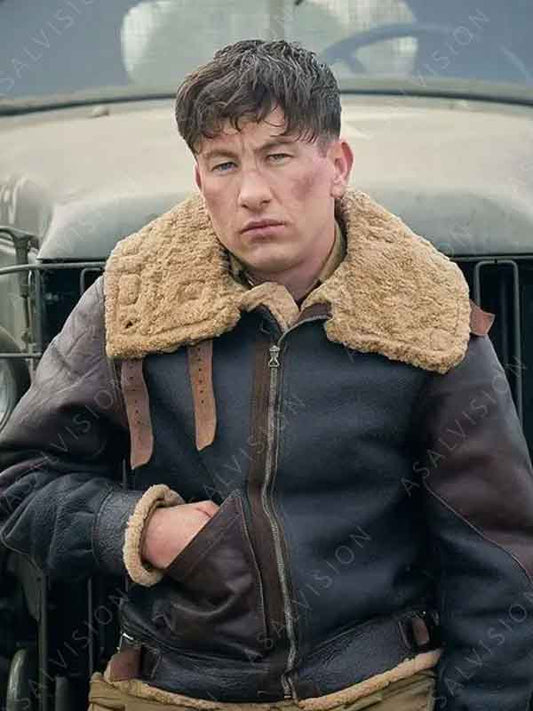 Masters of the Air 2024 Lt. Curtis Biddick Black Shearling Jacket