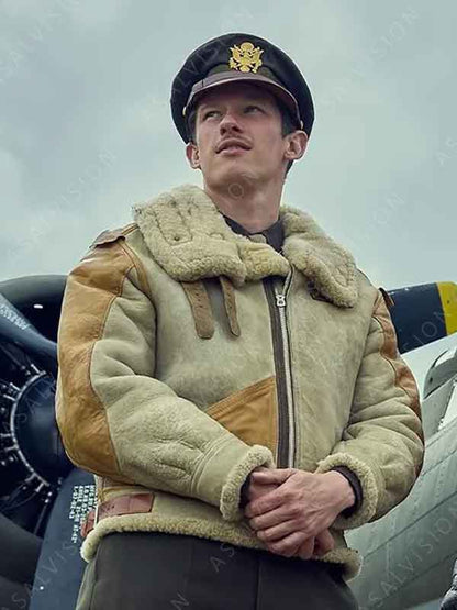 Masters of the Air 2024 Maj. John Bucky Egan Shearling Jacket