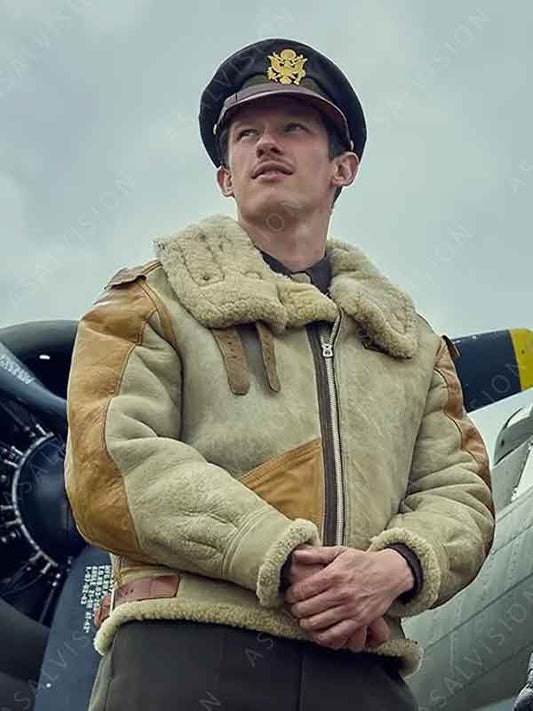 Masters of the Air 2024 Maj. John Bucky Egan Shearling Jacket