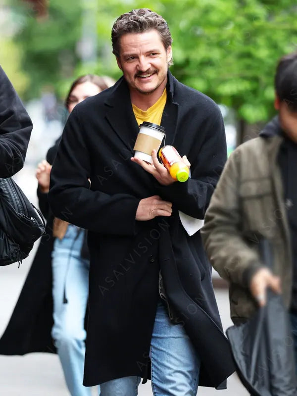 Materialists 2024 Pedro Pascal Black Trench Coat