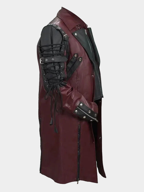 Matrix Steampunk Gothic Maroon Leather Coat
