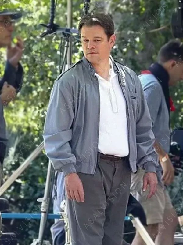 Matt Damon Grey Bomber Jacket