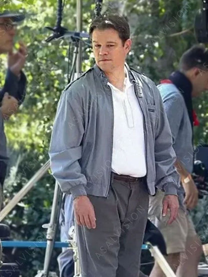 Matt Damon Grey Bomber Jacket