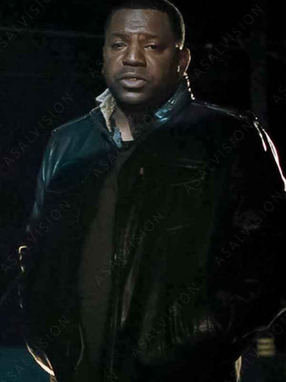 Max Bomer Movie Lights Out 2024 Mekhi Phifer Black Bomber Leather Jacket