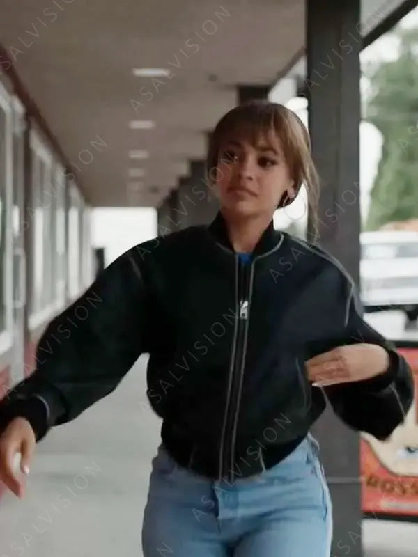 Max Mitchell TV Series Wild Cards Vanessa Morgan Black Bomber Leather Jacket