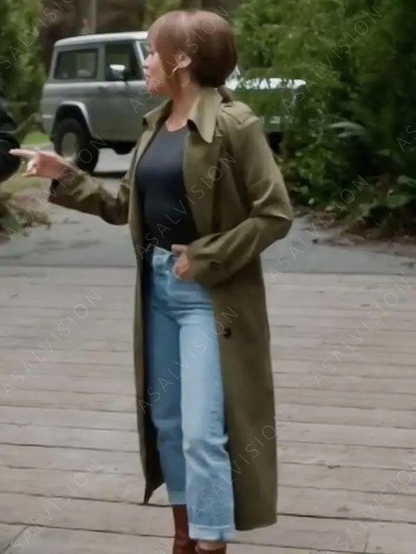 Max Mitchell Wild Cards Season 1 Vanessa Morgan Green Cotton Trench Coat
