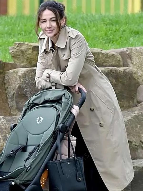 Maya Stern Fool Me Once 2023 Michelle Keegan Beige Long Trench Coat