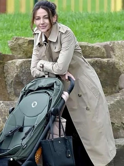 Maya Stern Fool Me Once 2023 Michelle Keegan Beige Long Trench Coat