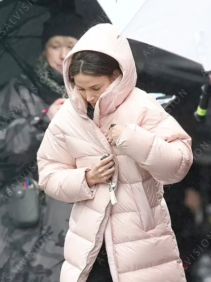 Maya Stern Fool Me Once Michelle Keegan Pink Coat With Hood
