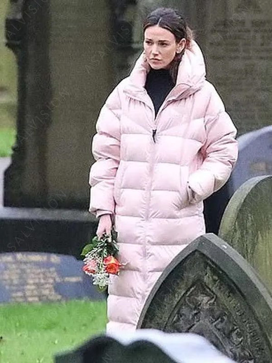 Maya Stern Fool Me Once Pink Long Puffer Coat