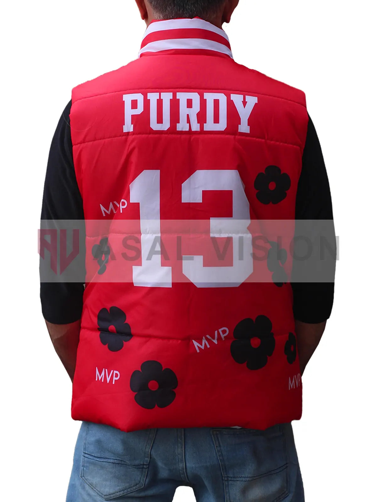 Men And Women Deebo Samuel Brock Purdy Red Puffer Vest