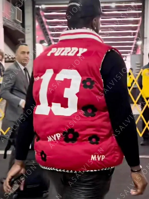Men And Women Deebo Samuel Brock Purdy Red Puffer Vest 
