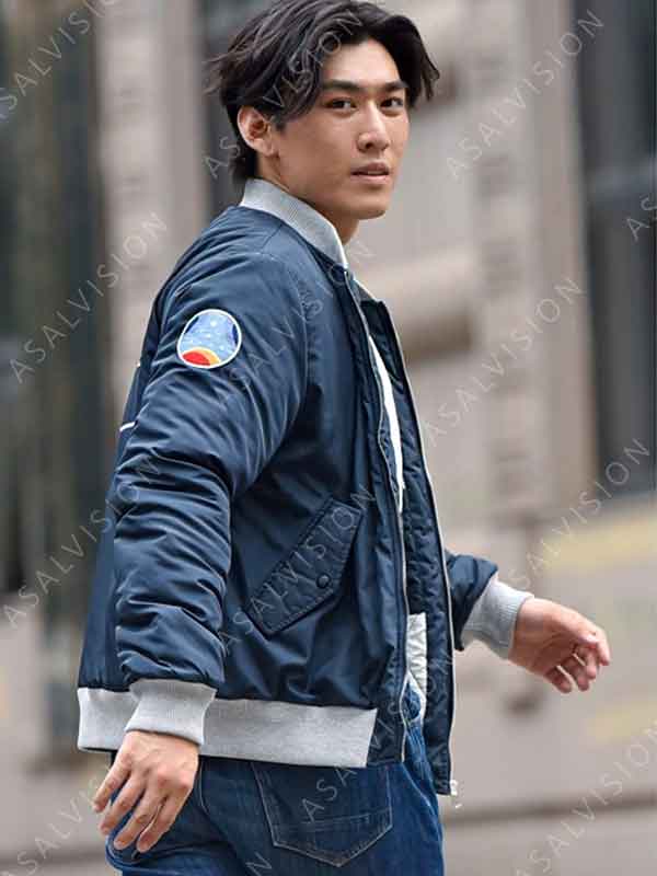 Men And Women Flight Crew Starfield Blue Bomber Jacket