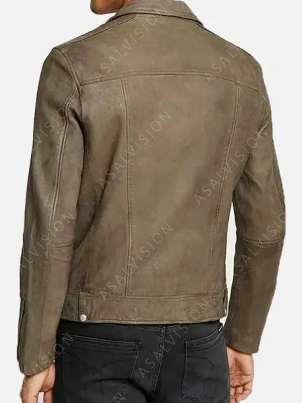 Men Distressed Brown Biker Cafe Racer Motorcycle Leather Jacket