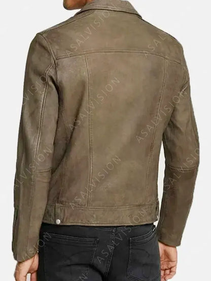 Men Distressed Brown Biker Cafe Racer Motorcycle Leather Jacket
