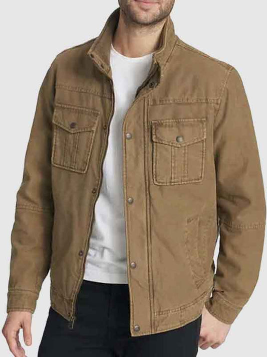 Men Lightweight Cotton Stand Collar Jacket