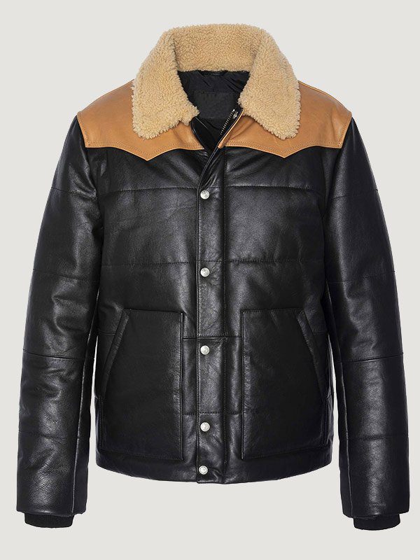 Men Modern Look Shearling Collar Puffer Jacket