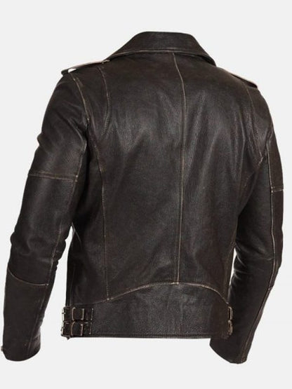 Men Real Leather Black Distressed Vintage Biker Jacket