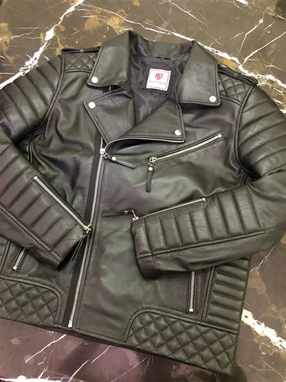 Men Real Leather Moto Jacket