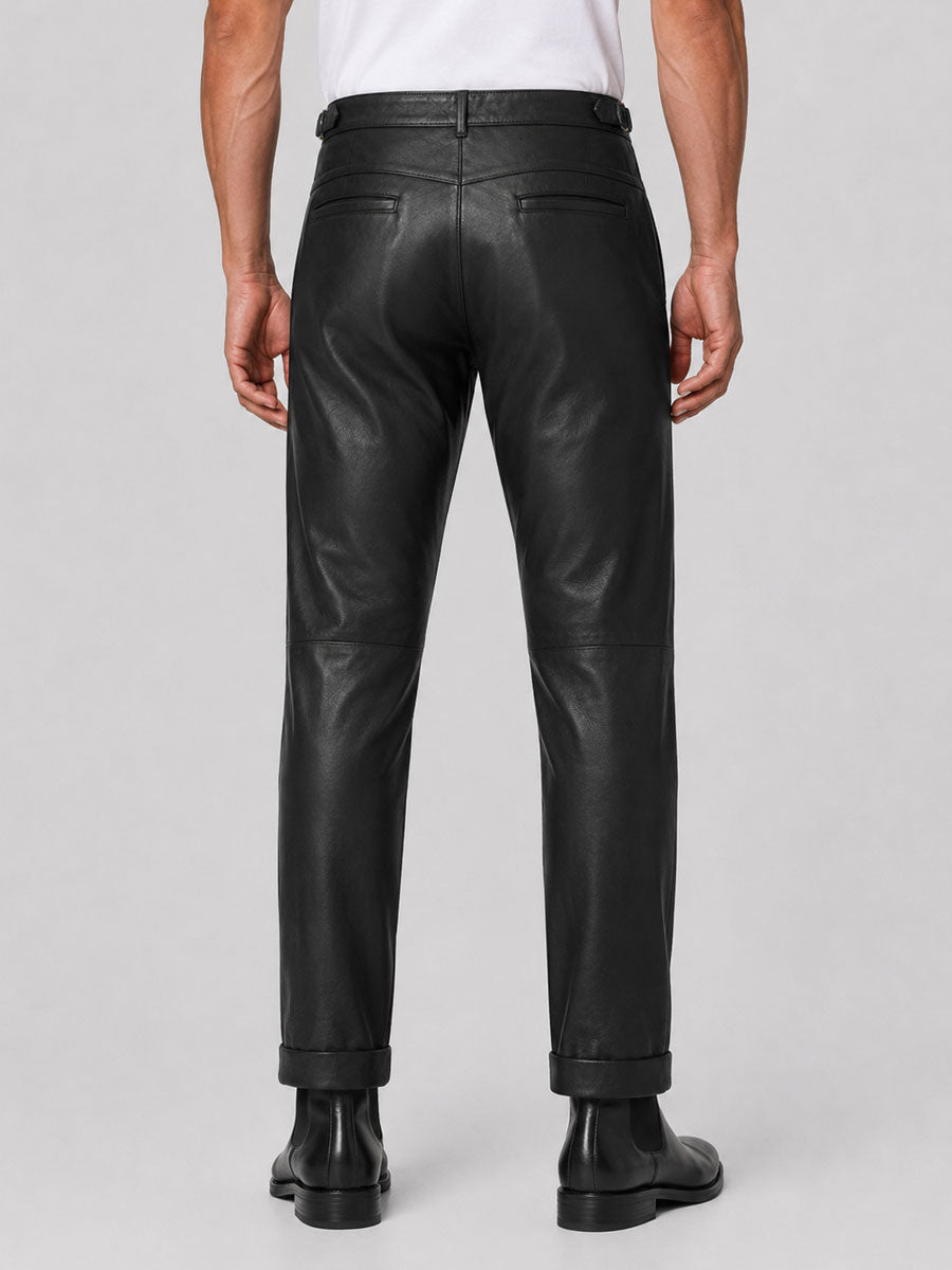 Mens Black Leather Gurkha Pants