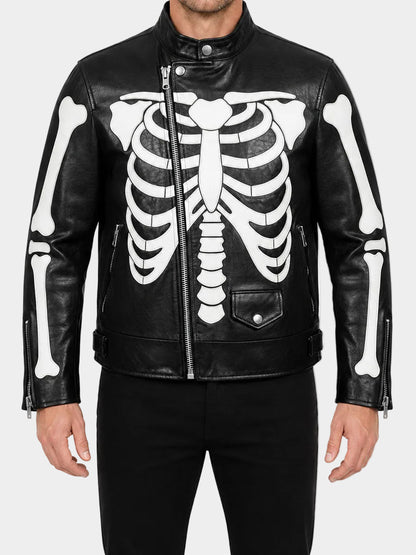 Mens Black Skeleton Leather Jacket