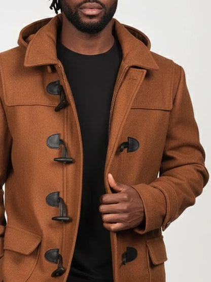 Men's Brown Duffle Wool Coat