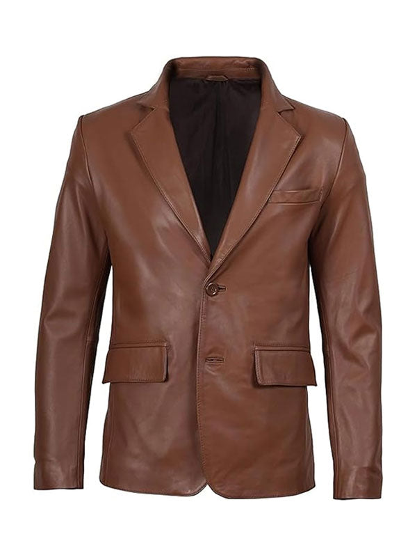 Men's Brown Leather Blazer