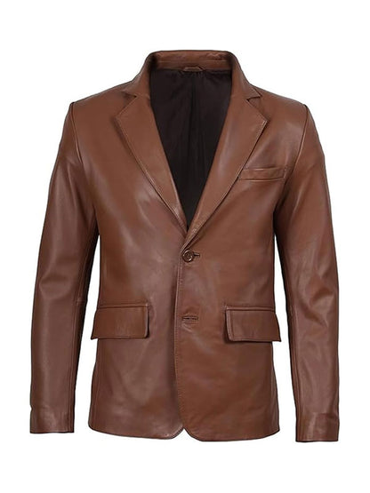 Men's Brown Leather Blazer