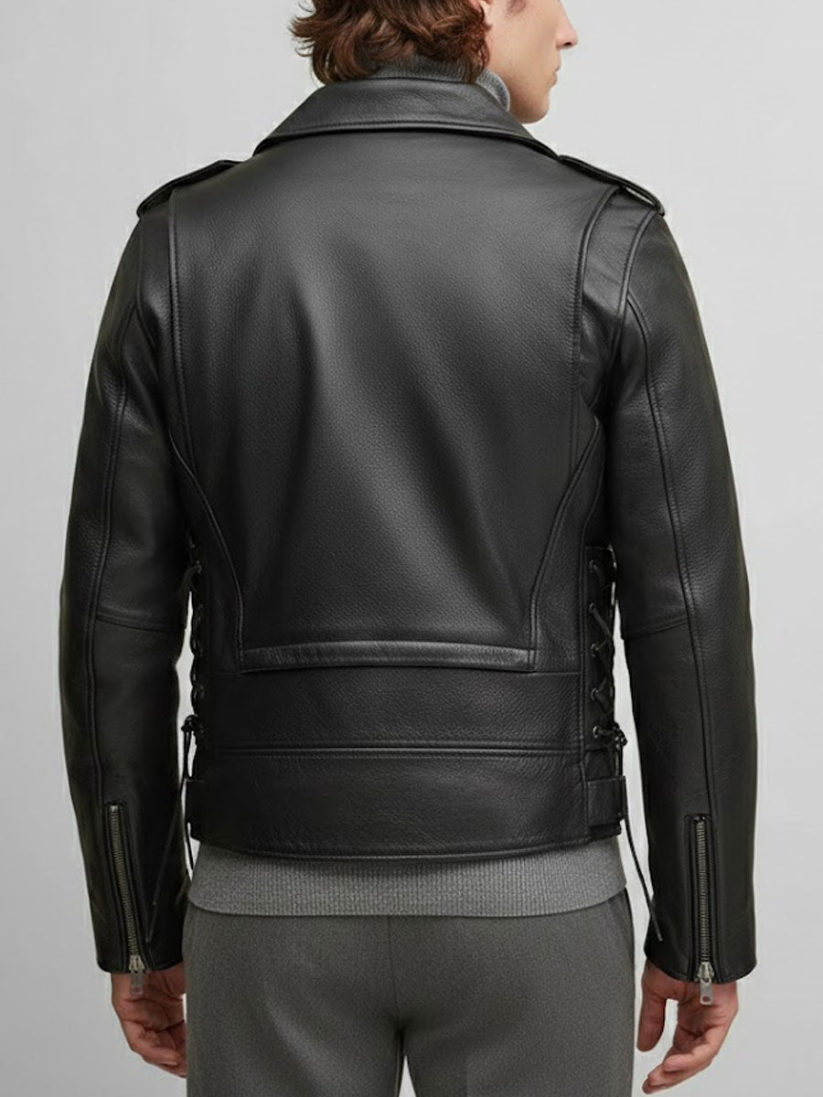Bravik Black Genuine Leather Biker Jacket