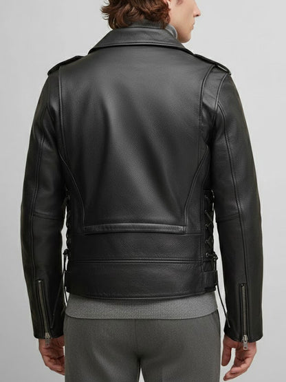 Bravik Black Genuine Leather Biker Jacket