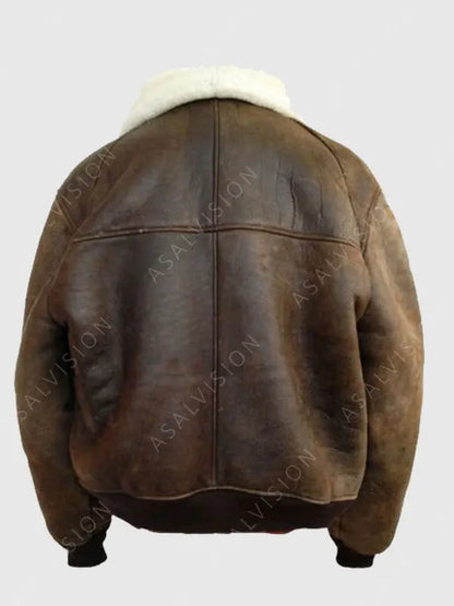 Mens Aviator Bomber B3 Shearling Sheepskin Flight Leather Jacket