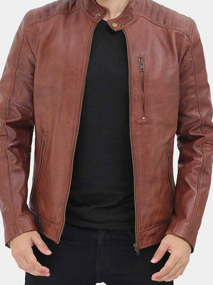 Men's Benjamin Brown Biker Leather Jacket