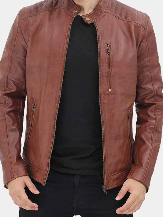 Men's Benjamin Brown Biker Leather Jacket