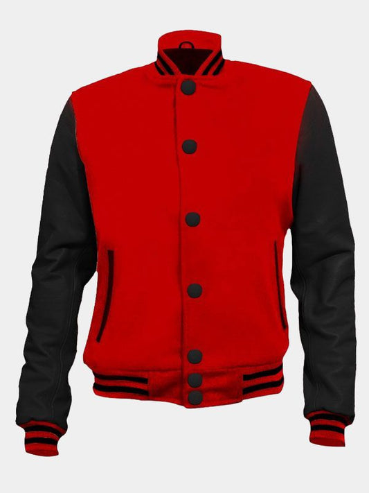 Men's Black And Red Varsity Jacket