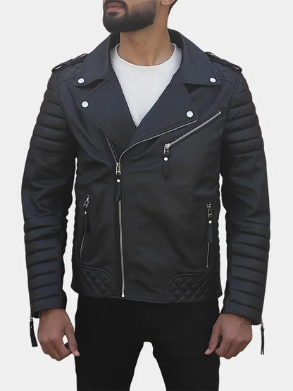 Mens Black Biker Leather Jacket