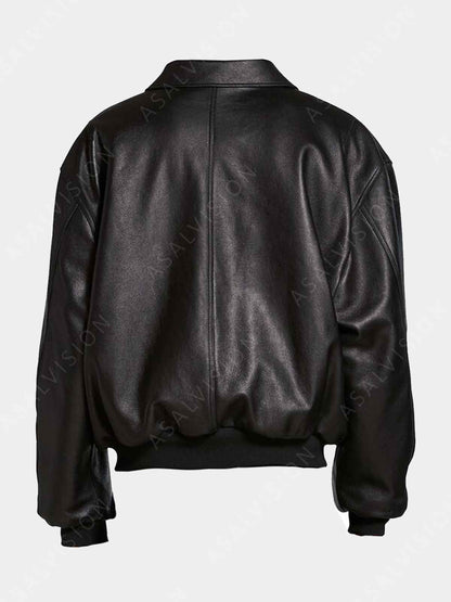 Mens Black Blouson Leather Jacket