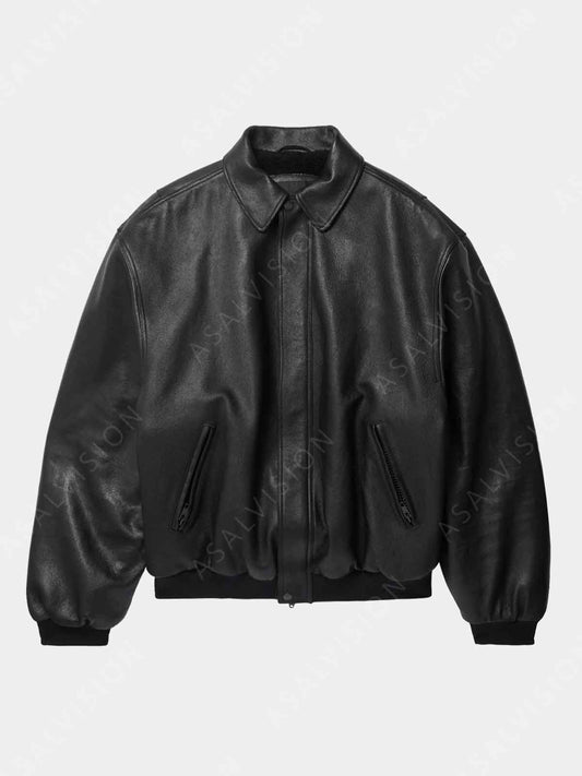 Mens Black Blouson Leather Jacket