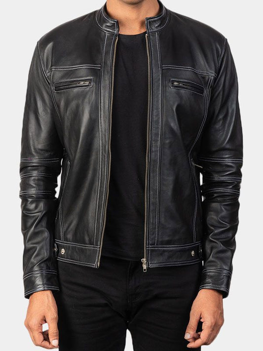 Men's Black Color Motorcycle Leather Jacket
