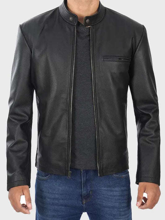 Men's Black Cowhide Leather Jacket