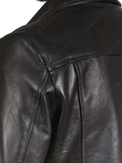Men's Black Leather Trench Coat