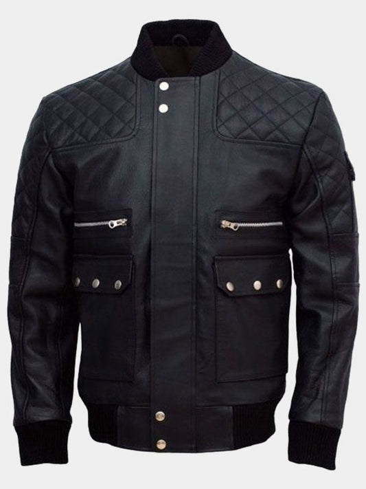 Men's Black Work Wear Leather Jacket