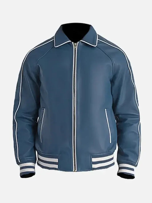 Men’s Blue Bomber Leather Jacket