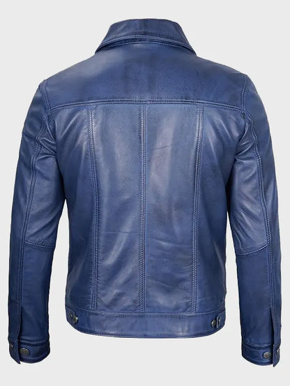 Men's Blue Leather Jacket