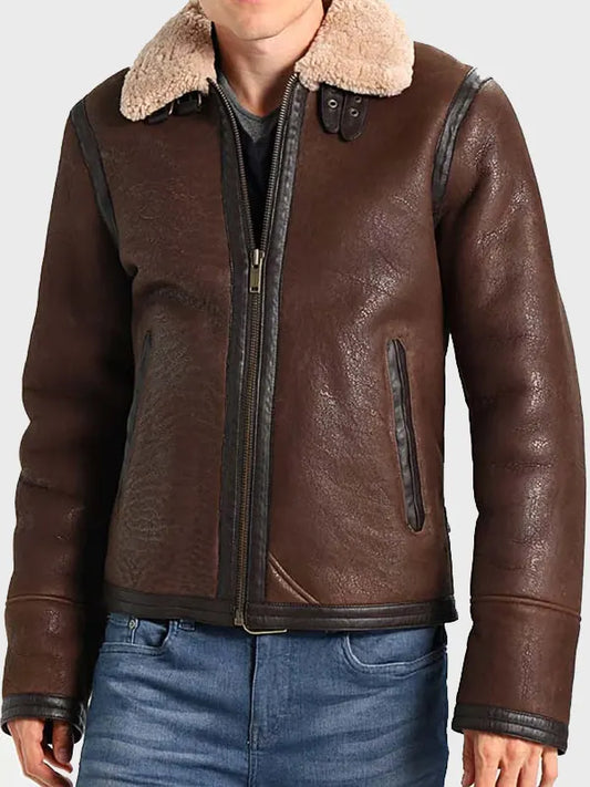 Men's Brown Aviator Leather Jacket