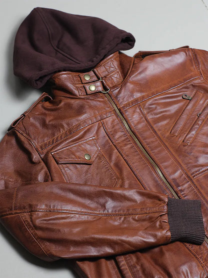 Mens Brown Biker Leather Jacket