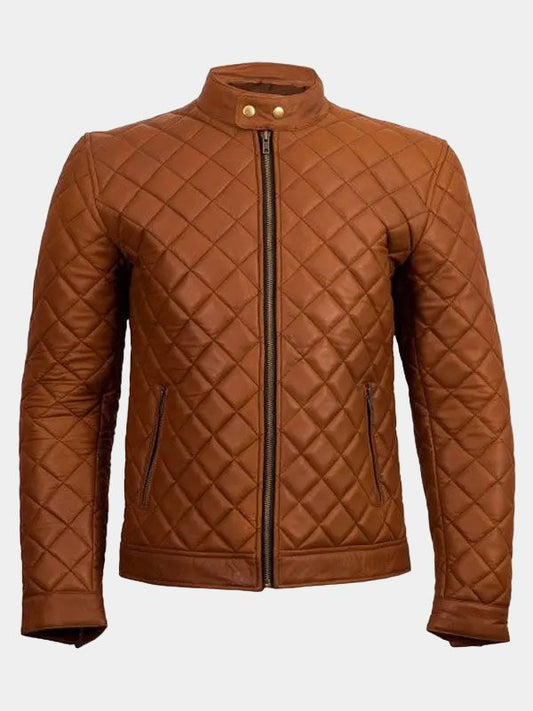 Men's Cafe Racer Quilted Leather Jacket