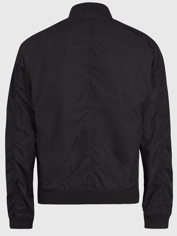 Mens Casual Black Bomber Jacket Back